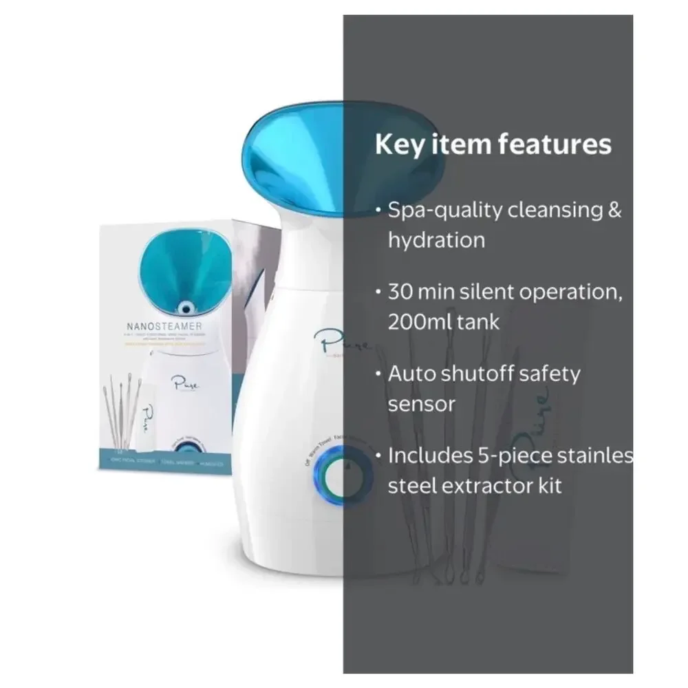 Pure Daily Care NanoSteamer 3-in-1 Facial Steamer & Extraction Kit NEW Open Box